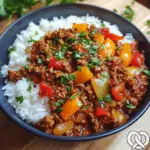 Paprika-Hack-Pfanne mit Reis