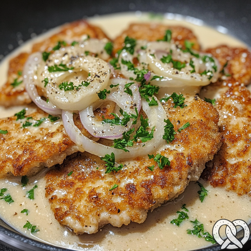 Zwiebel-Sahneschnitzel
